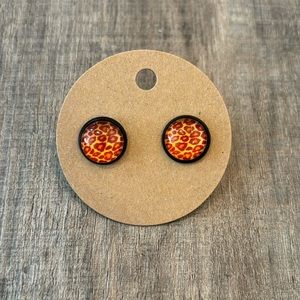 Homemade‎ Earrings - 12mm diameter circle - post style - animal print